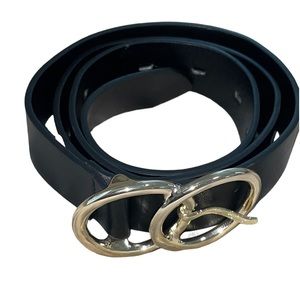 Women’s Black Faux Leather Target Belt Size S 37” and 1” Wide